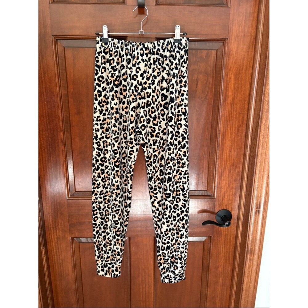 Leopard Print Pajama Lounge Pants- Jogger Style - Beige/Black Women's Small